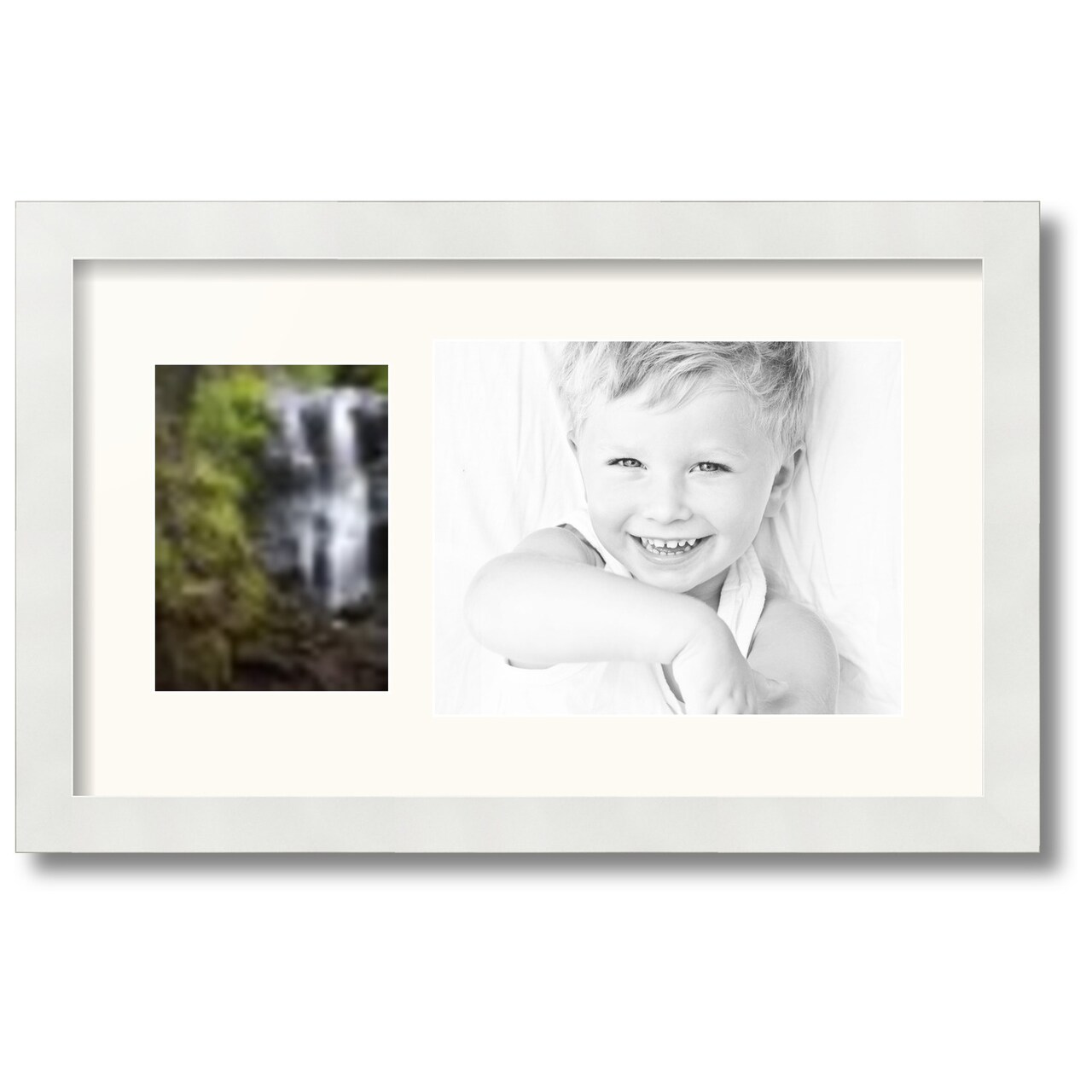 ArtToFrames Collage Photo Picture Frame with 1 - 5x7, 8x10 inch Openings, Framed in White with Over 62 Mat Color Options and Regular Glass (CSM-3966-166)